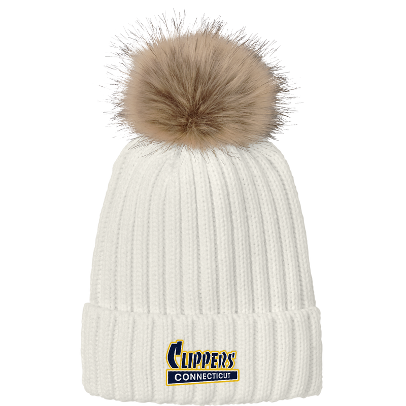 CT Clippers Faux Fur Pom Beanie