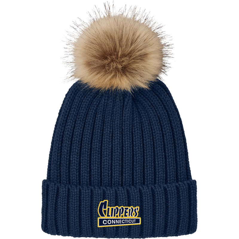 CT Clippers Faux Fur Pom Beanie
