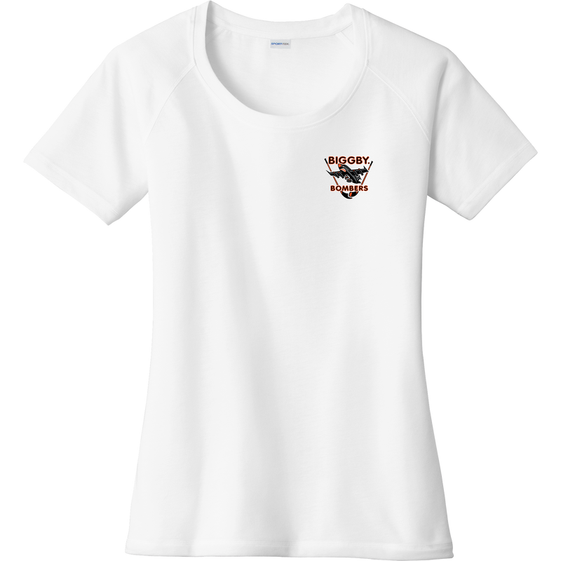 Biggby Bombers Ladies PosiCharge Tri-Blend Wicking Scoop Neck Raglan Tee
